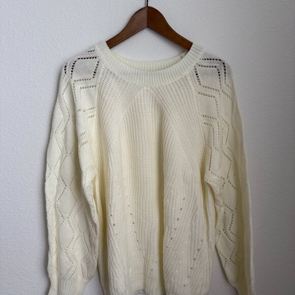 Women's Cutout Raglan Long Sleeve Sweater - Cupshe - Size L - Picture 2 of 5